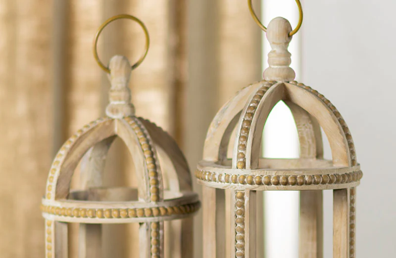 Large Wooden Beaded Lanterns
