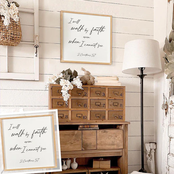 Wooden Framed Walk By Faith Sign