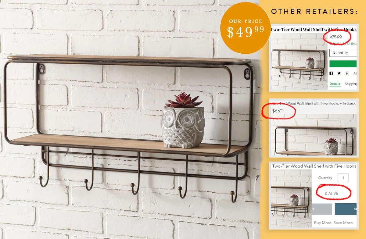 Two-Tier Wall Shelf with Hooks