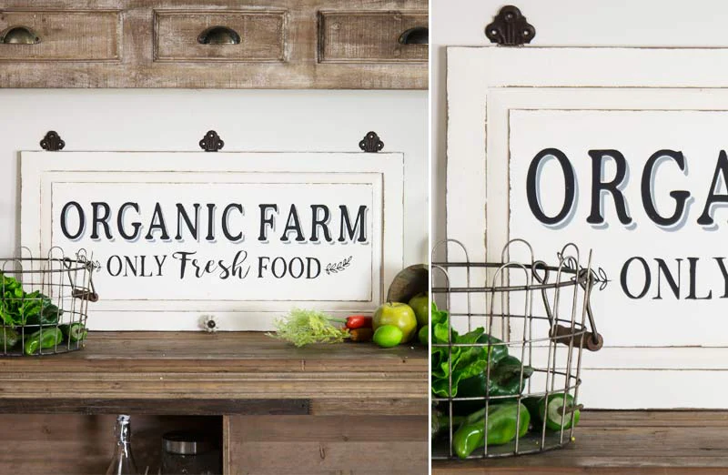 Distressed Wooden Organic Farm Sign