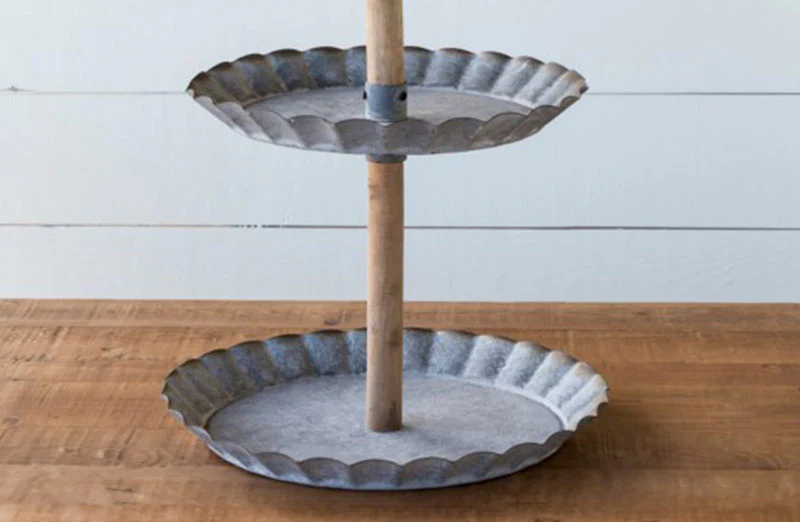 Scalloped Edge Galvanized Tiered Tray