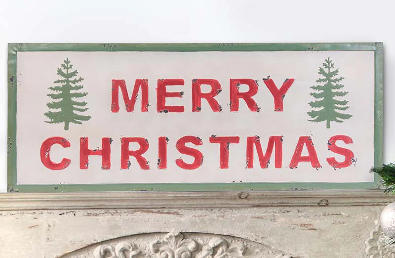 LARGE Merry Christmas Metal Wall Sign
