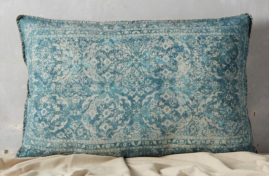 Vintage Distressed Blue Pillow