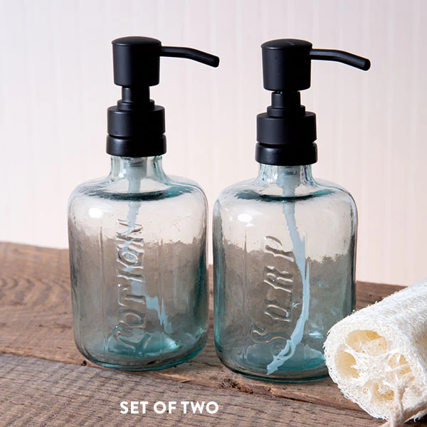 Recycled Green Glass Lotion and Soap Dispenser Set