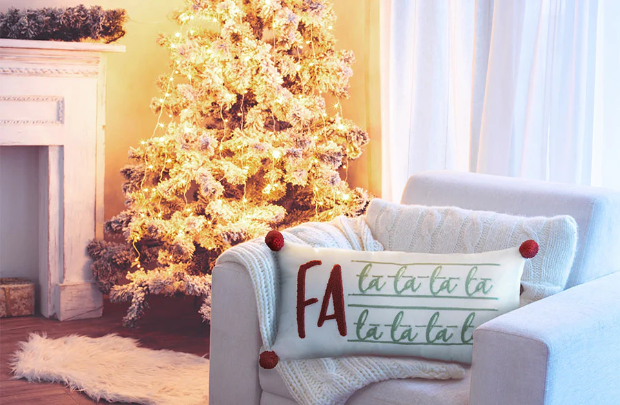 Fa La La La La Pom Pom Pillow