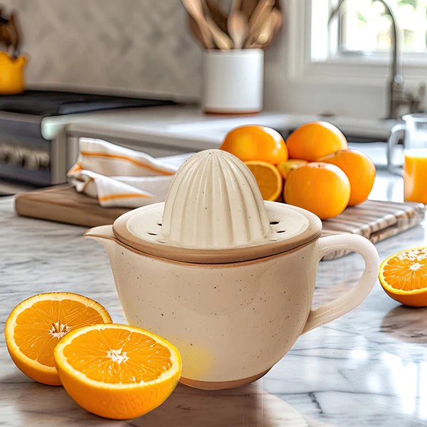 Cream Stoneware Hand Juicer