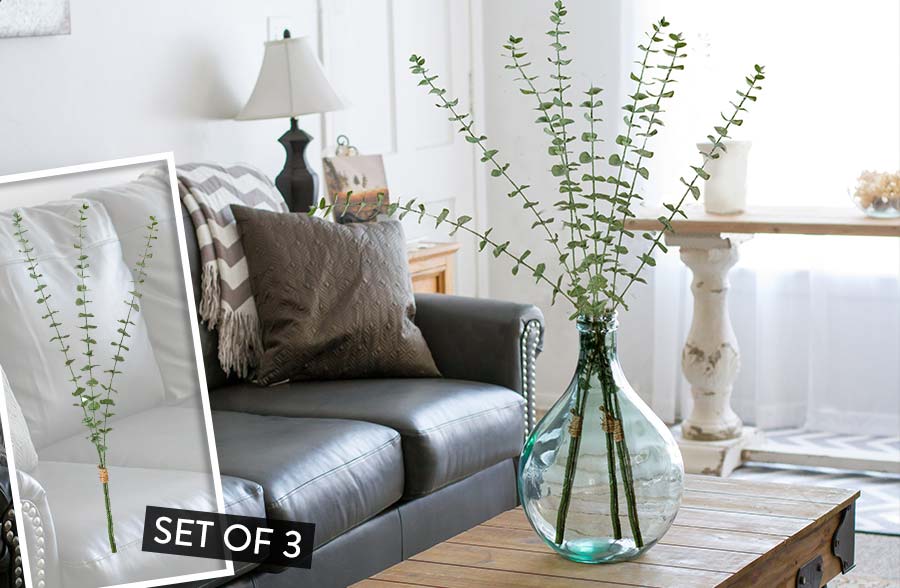 35 Inch Tall Eucalyptus Spray, Set of 3