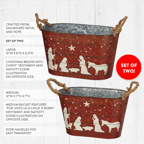 Nativity Scene Buckets, Set of 2