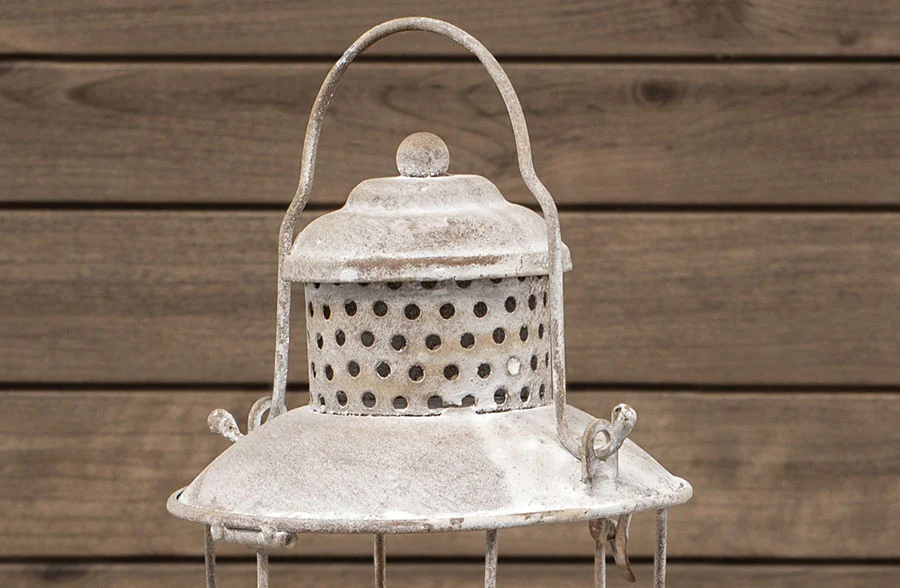 Chippy White Victorian LED Lantern