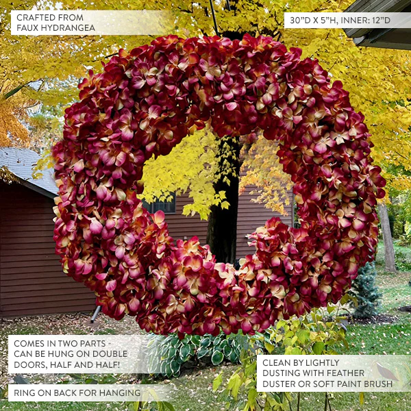 Faux Hydrangea Split Front Door Wreath
