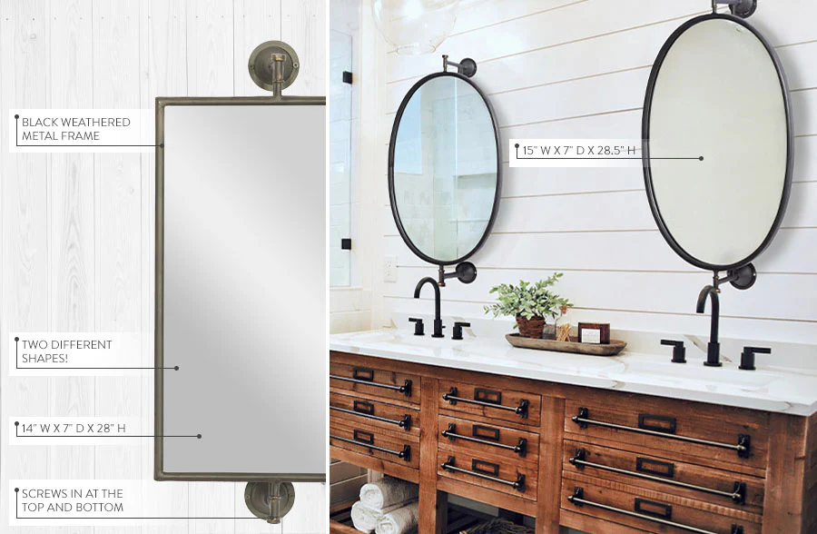 Industrial Metal Vanity Mirror, Pick Your Style