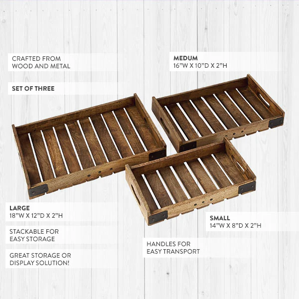 Rustic Countryside Serving Trays, Set of 3