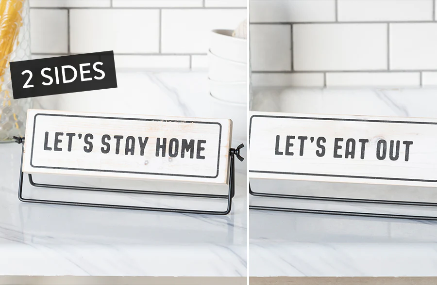 Stay Home or Eat Out Rotating Tabletop Sign