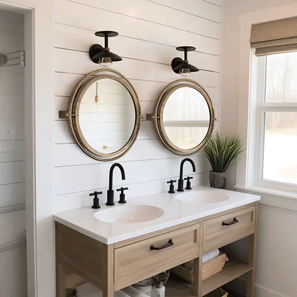 Antique Brass Adjustable Round Wall Mirror