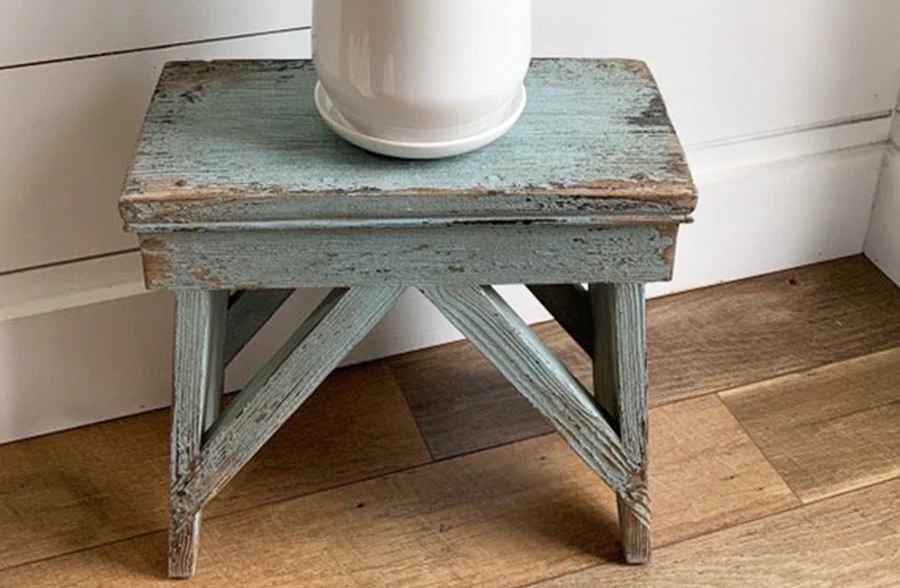 Turquoise Chippy Wooden  Table/Stool