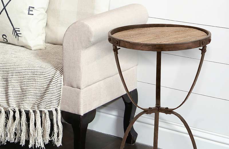 Metal and Wood Side Table