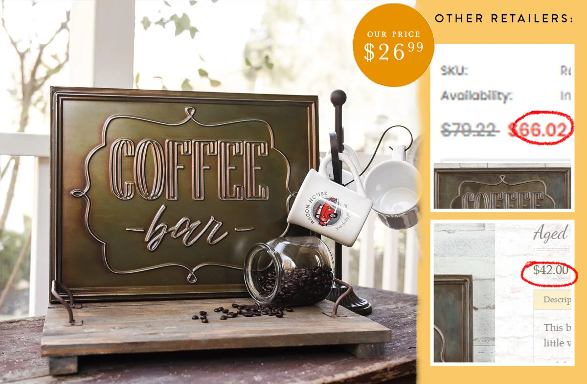 Burnished Metal Coffee Bar Sign