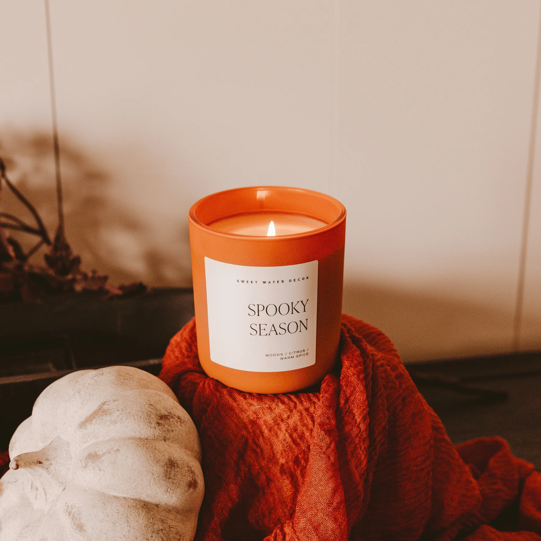 Spooky Season Soy Candle - Orange Matte Jar - 15 oz