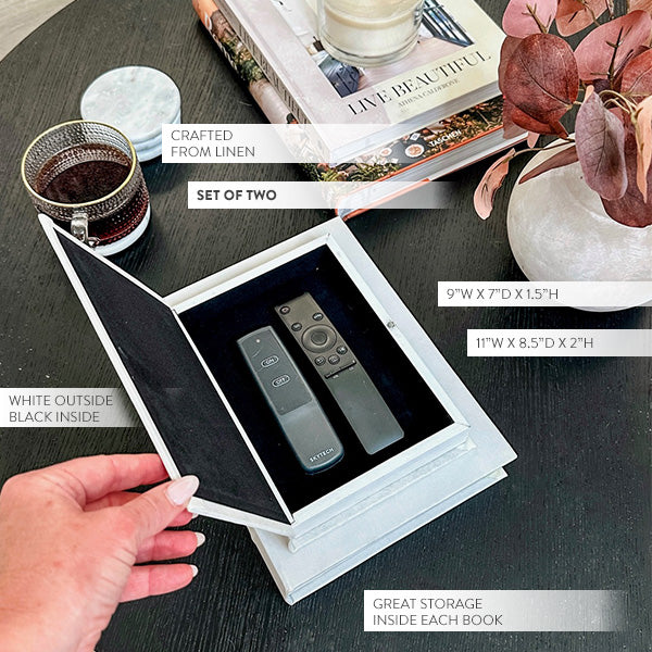 Linen Storage Book Boxes, Set of Two