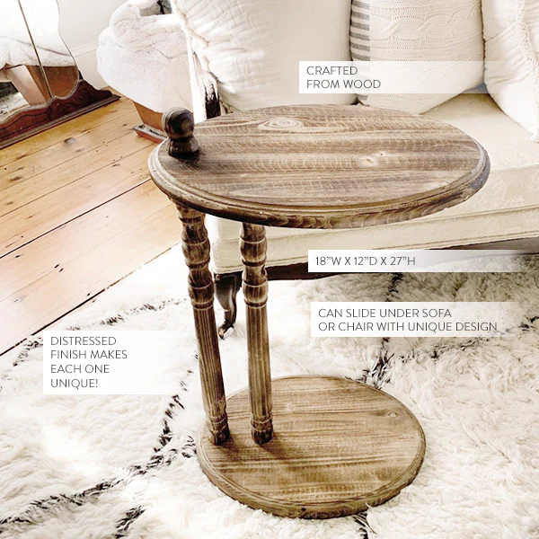 Vintage Wooden Sofa Slide Table