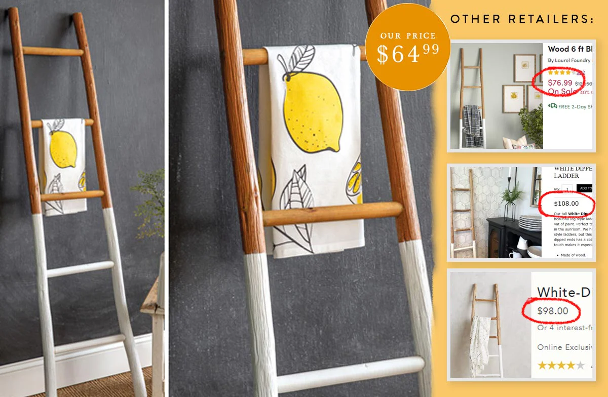 Decorative Two-Tone Wooden Display Ladder