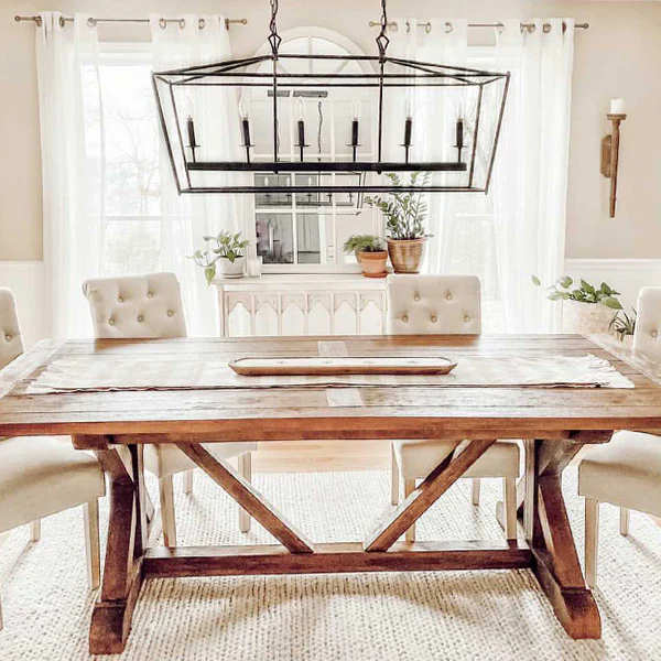 HUGE 6 Light Metal Framed Chandelier