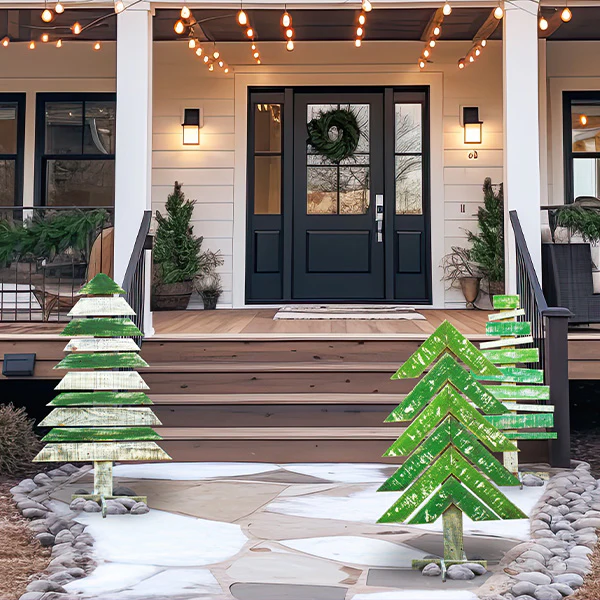 Recycled Wooden Christmas Trees, Set of 3