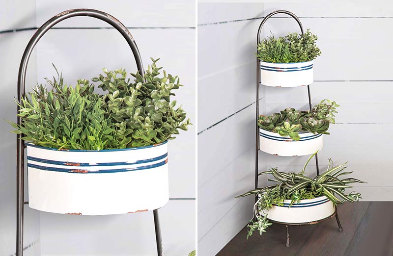 Distressed Enamel 3-Tiered Display Stand