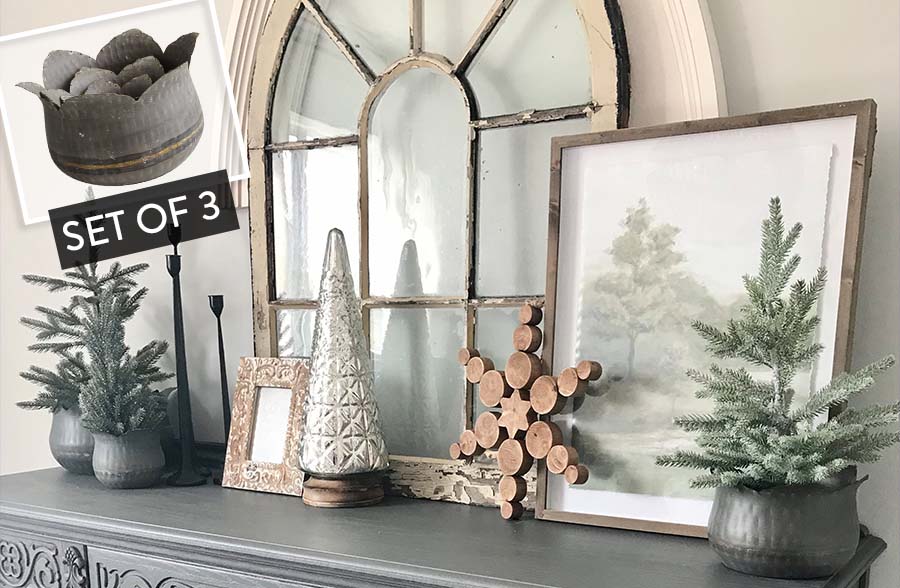 Lotus Flower Metal Planters, Set of 3