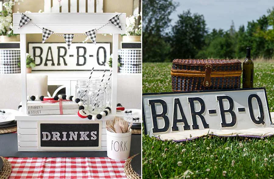 HUGE Embossed Metal Bar-B-Q Sign