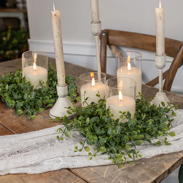 Vinca Leaf Candle Ring Wreath, Set of 2