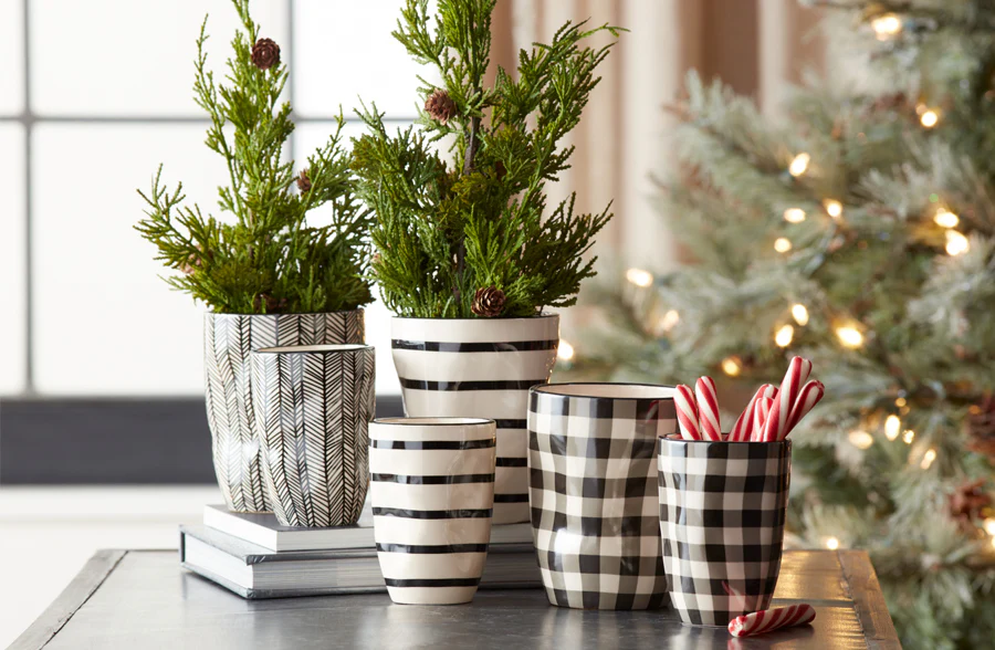 Assorted Patterned Natural Stone Pots, Set of 6