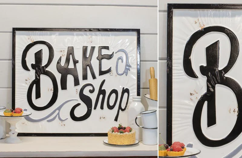 Enamel Bake Shop Embossed Sign