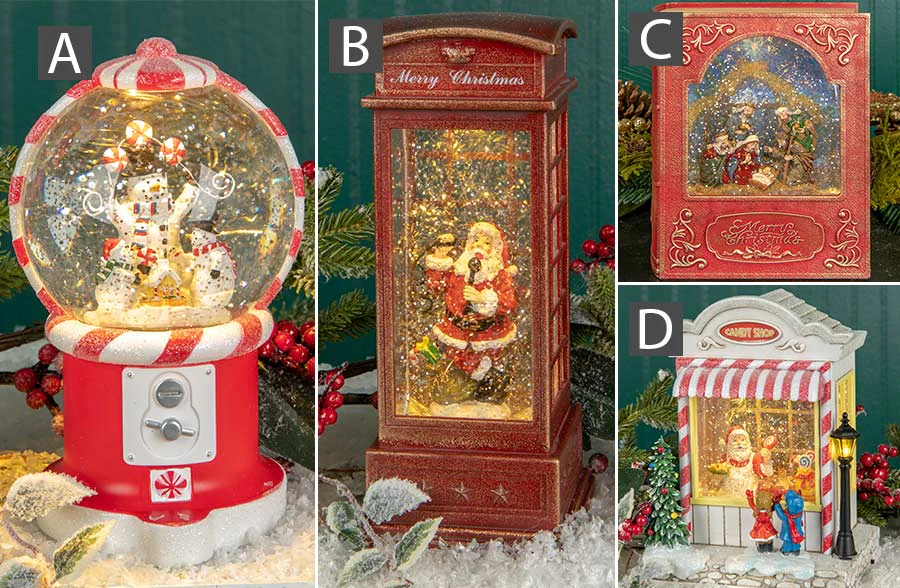 Spinning Water Light Up Christmas Snow Globes, Pick Your Style