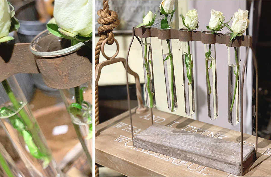 Rustic Floral Tube Display Rack