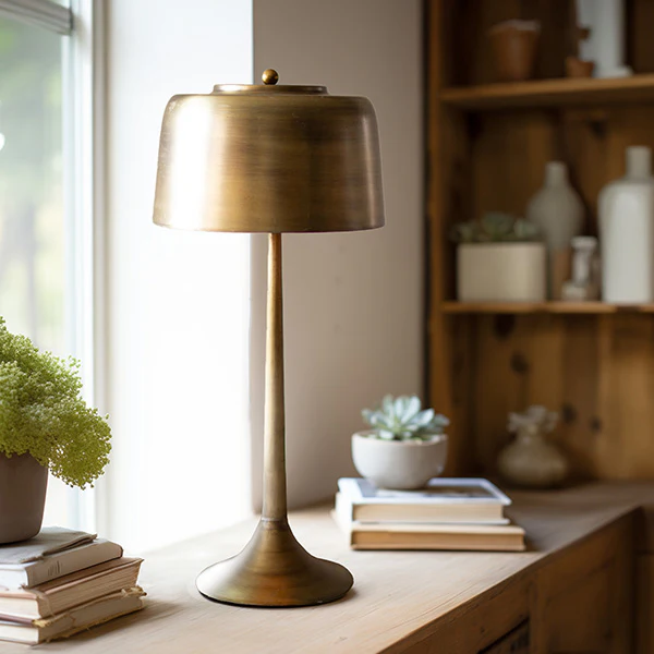 Mid Century Modern Antique Brass Table Lamp