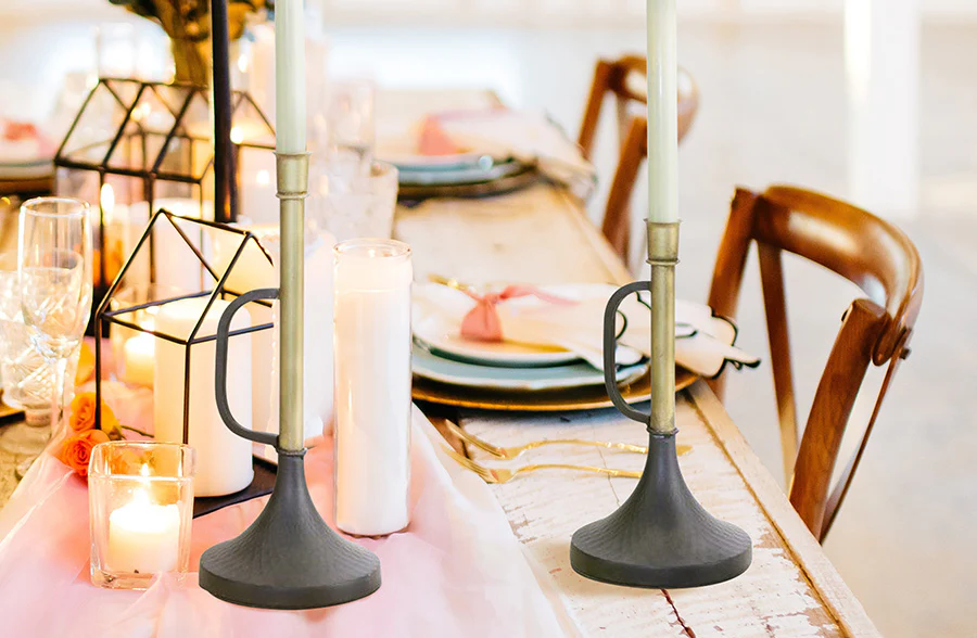 Two-Toned Trumpet Candle Sticks, Set of 2