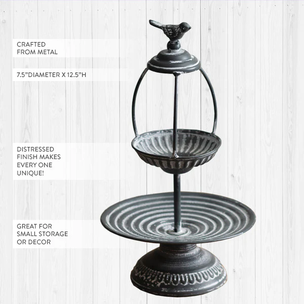 Perched Bird Two-Tier Tray