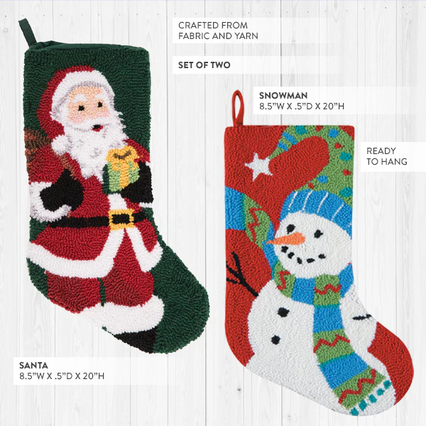 Hooked Christmas Stockings, Set of 2