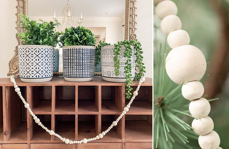 46 Inch Long Wood Bead Garland