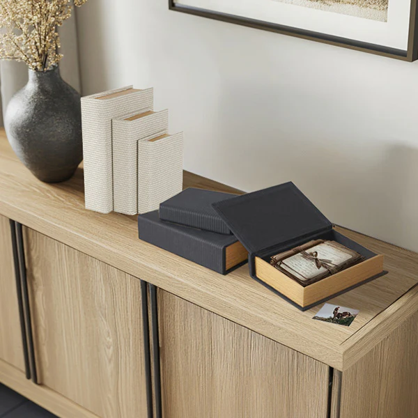 Faux Leather Book Box, Set of 3, Choose Your Color